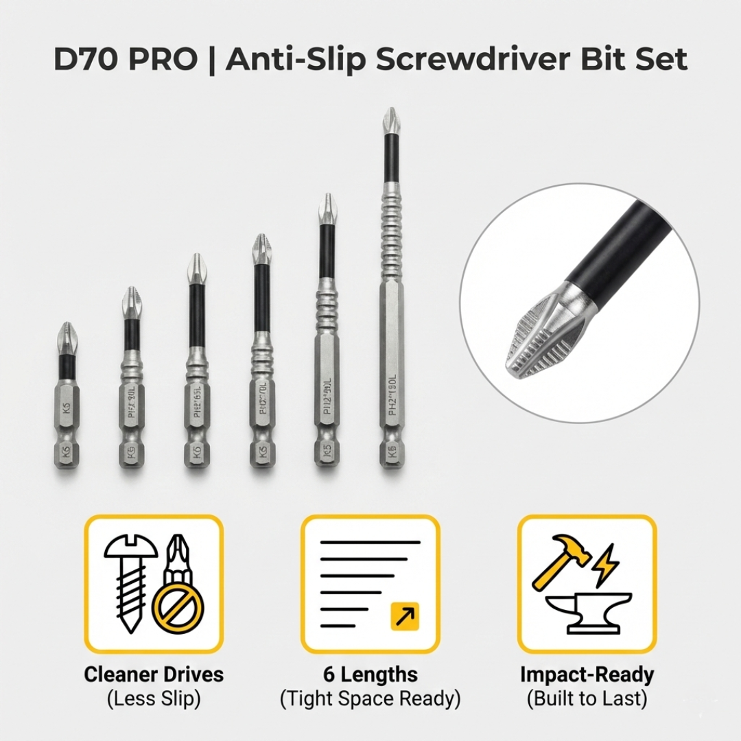D70 PRO | The Anti-Slip Screwdriver Bit Set