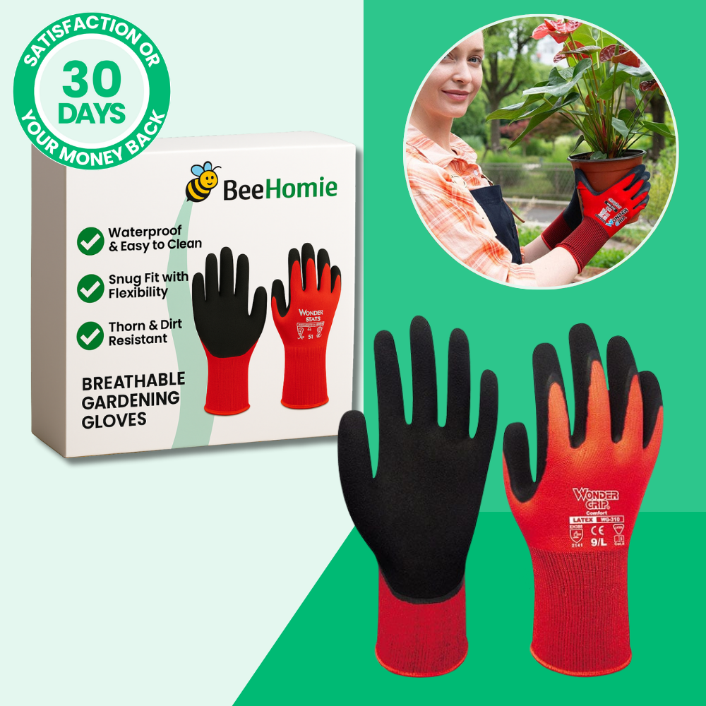 Breathable Nylon Gardening Gloves, Stretchable and Coated with Nitrile