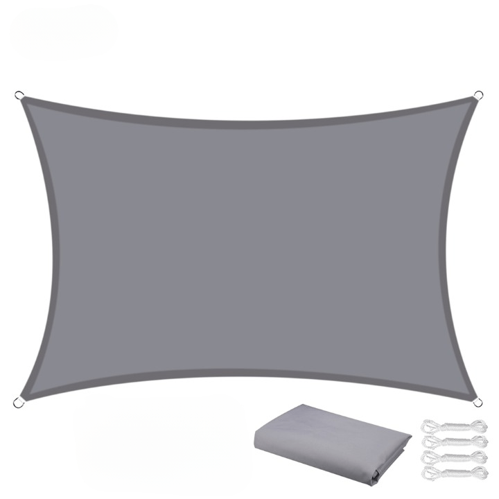 Jardioui Gris / Rectangle / 5x3M Pare-soleil imperméable