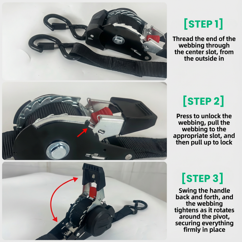 R70 PRO | One-Hand Retractable Ratchet Straps