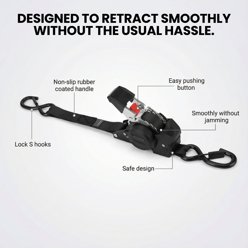 R70 PRO | One-Hand Retractable Ratchet Straps