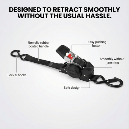 R70 PRO | One-Hand Retractable Ratchet Straps