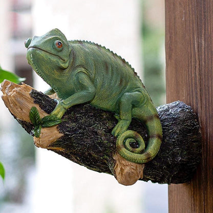 Jardioui Figurine de caméléon en résine sur l'arbre